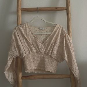 Blush eyelet blouse
